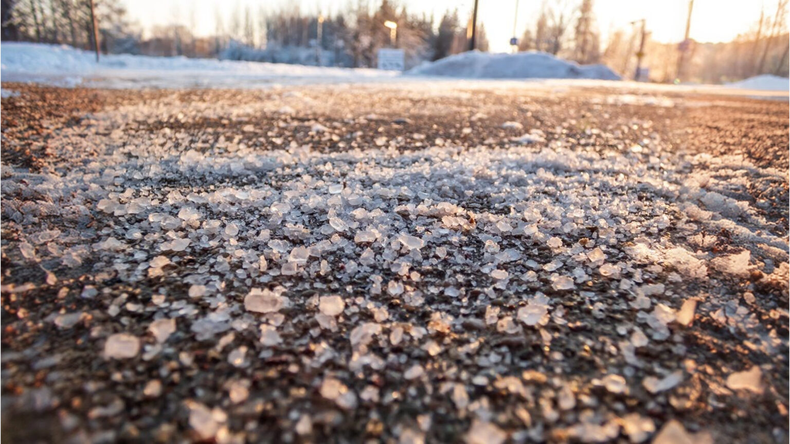 Image of salt and snow on asphalt
